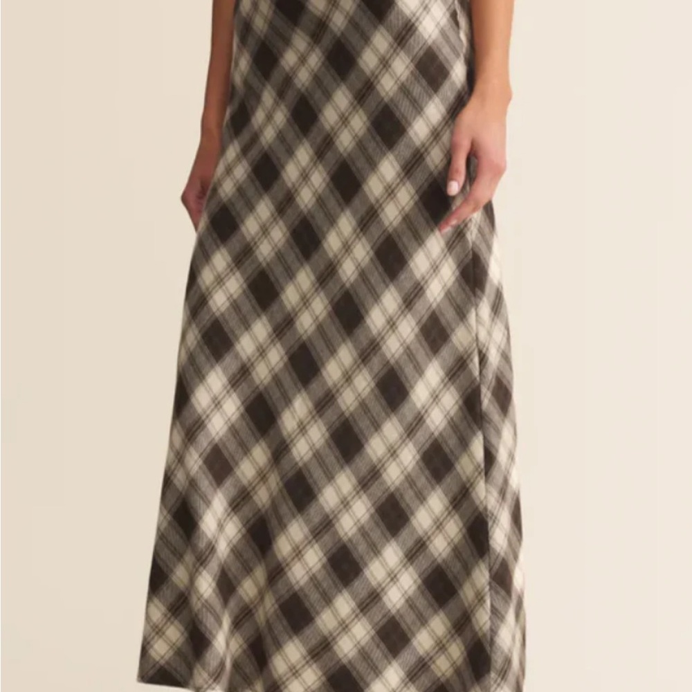 Z Supply Checkered A-Line Skirt in Black and Cream
